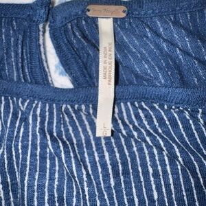 Free People Navy and White Striped Blouse